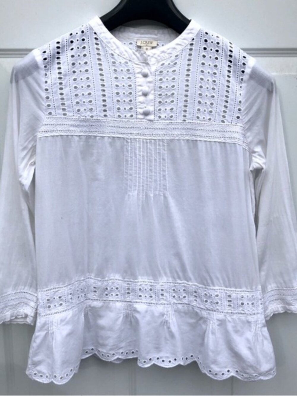J. Crew Eyelet Babydoll Blouse Pullover Womens size 4